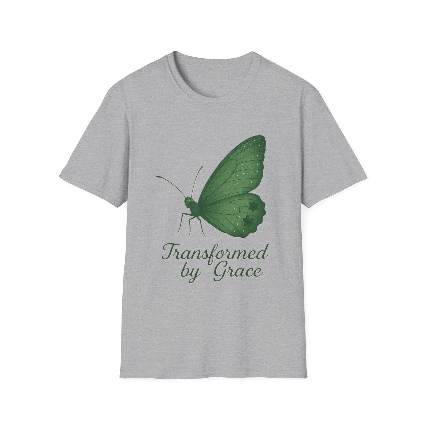 Transformed by Grace Christian T-Shirt – Faith Butterfly Inspirational Tee