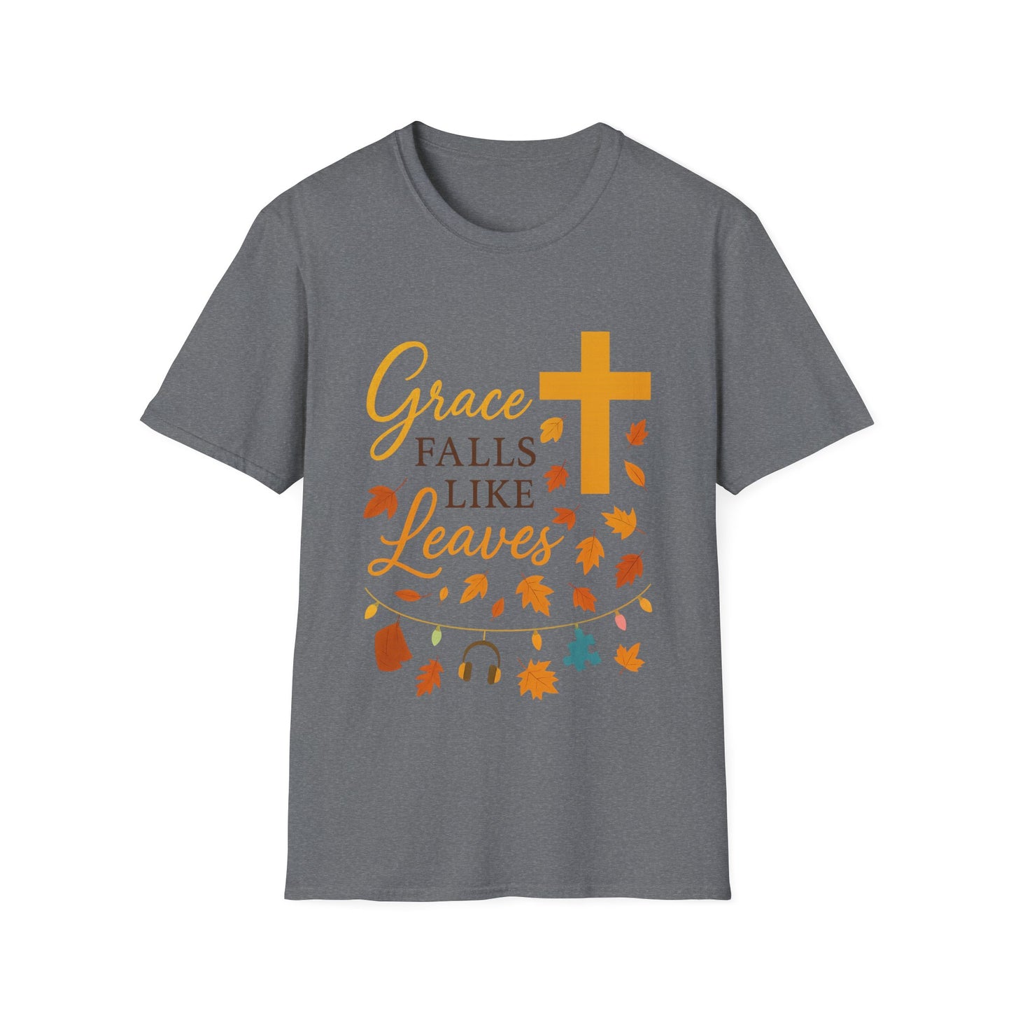Grace Falls Like Leaves Christian Shirt – Fall Faith Cross T-Shirt