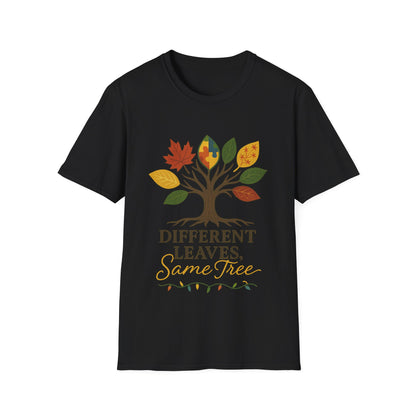 Different Leaves Same Tree T-Shirt | Autism Awareness Inclusion Tee | Neurodiversity Support Tree Graphic Shirt