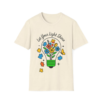 Let Your Light Shine Autism Acceptance T-Shirt – Inspirational Neurodiversity Tee