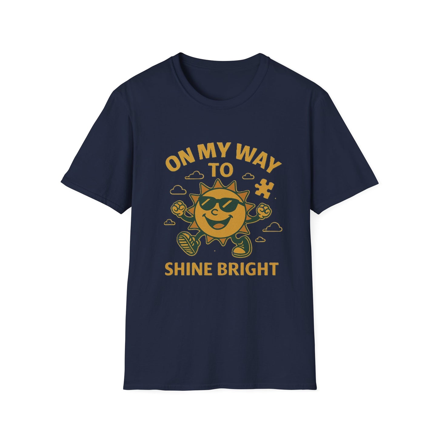 On My Way to Shine Bright Autism Awareness T-Shirt – Motivational Puzzle Piece Design for Neurodiversity and Inclusion