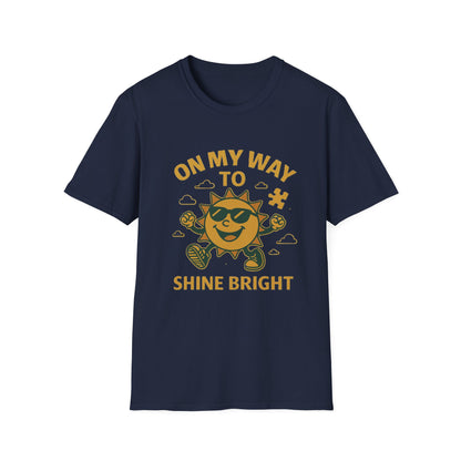 On My Way to Shine Bright Autism Awareness T-Shirt – Motivational Puzzle Piece Design for Neurodiversity and Inclusion