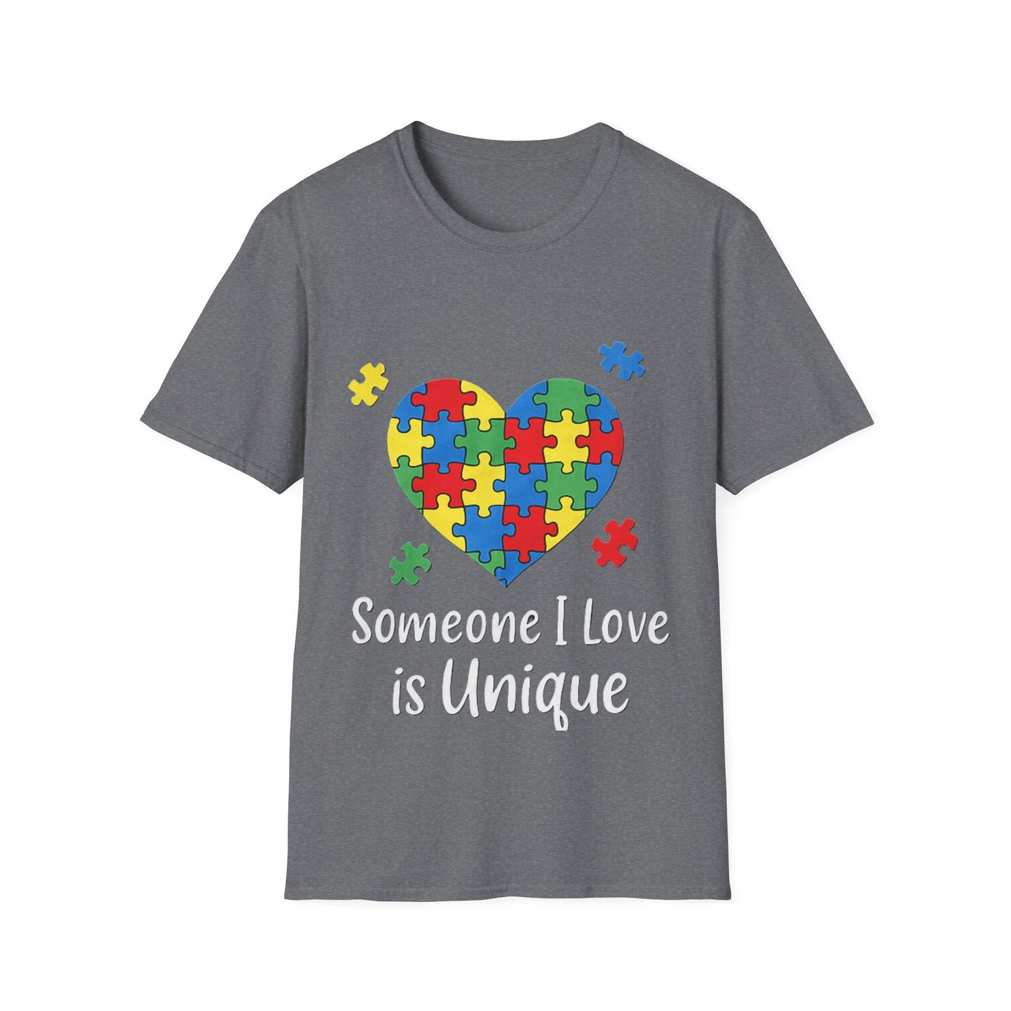 Autism Awareness T-Shirt – Someone I Love Is Unique Puzzle Heart Tee