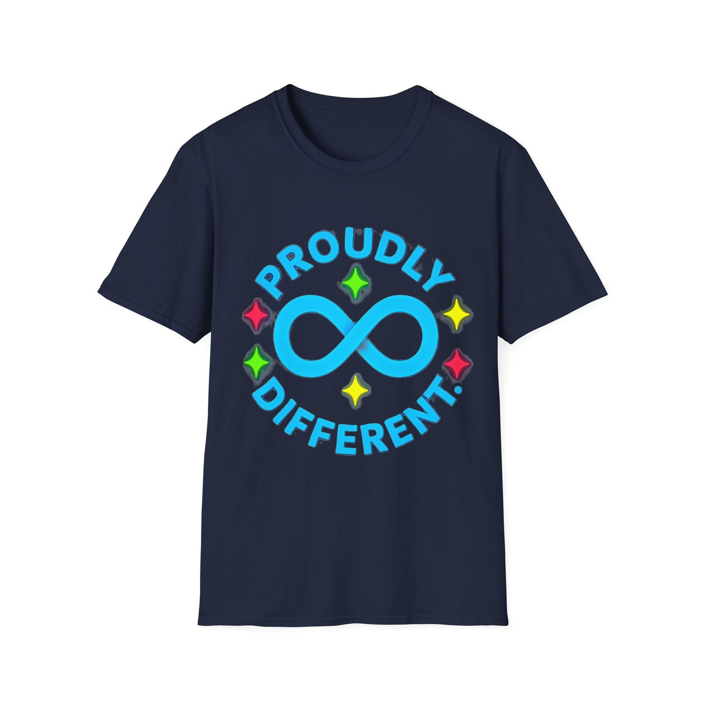 Proudly Different T-Shirt – Colorful Infinity Design for Empowerment