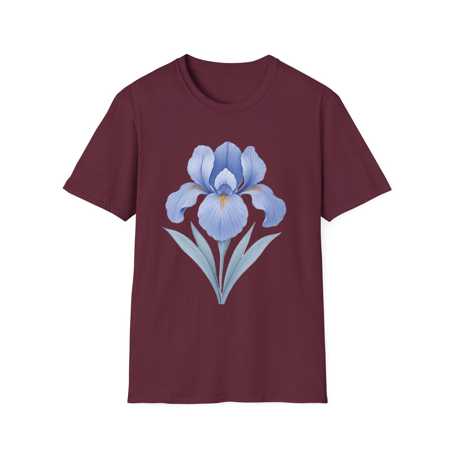 Blue Iris Flower Shirt – Minimal Botanical Floral Graphic T-Shirt
