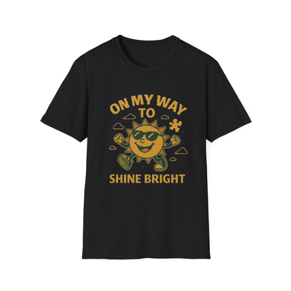 On My Way to Shine Bright Autism Awareness T-Shirt – Motivational Puzzle Piece Design for Neurodiversity and Inclusion