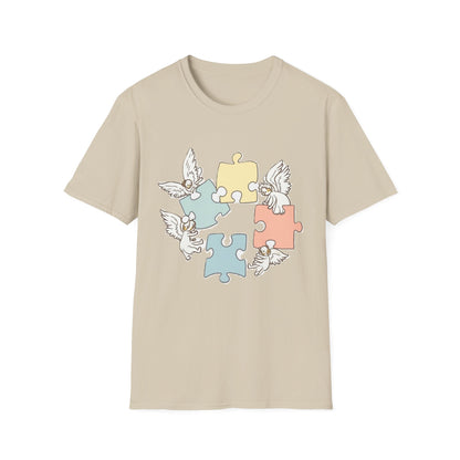 Guardian Angel Autism Awareness T-Shirt | Pastel Puzzle Piece Graphic Tee | Neurodiversity Support Gift for Parents