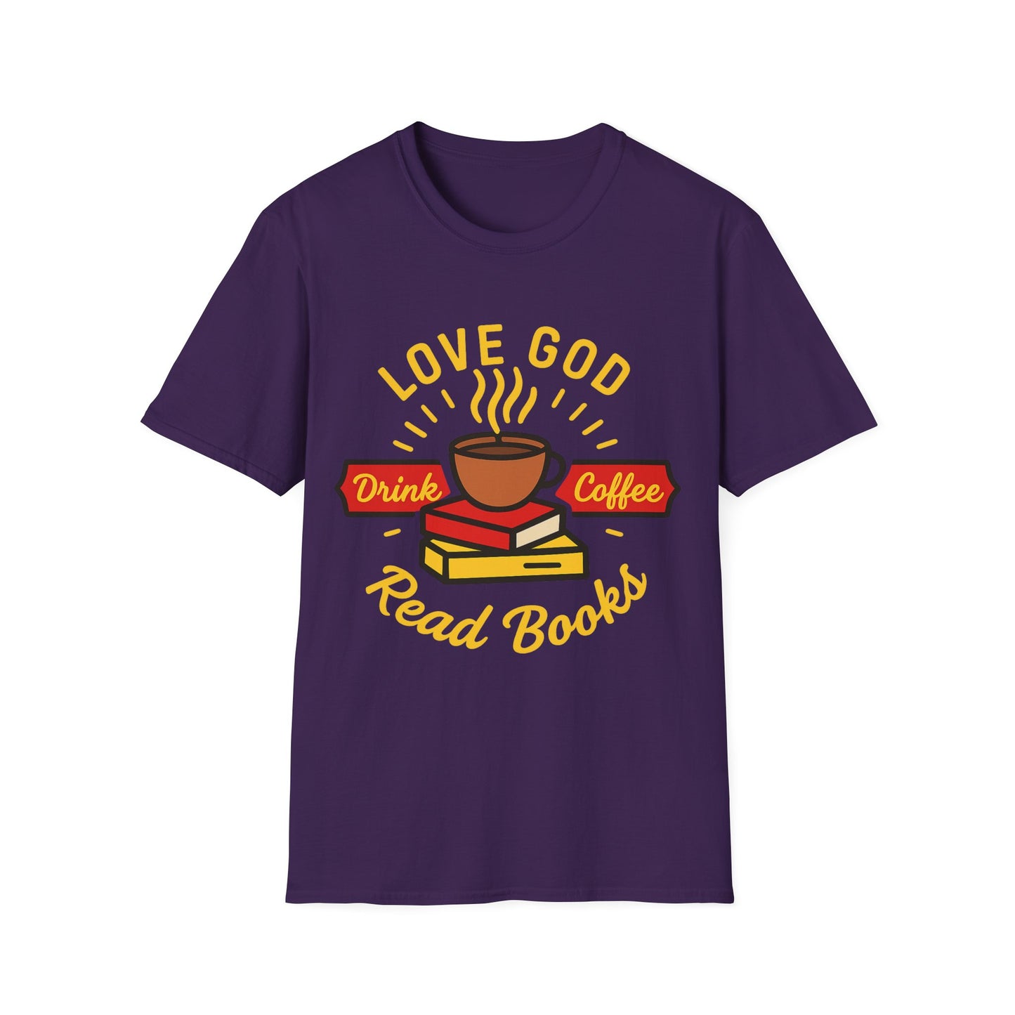 Love God Drink Coffee Read Books T-Shirt | Christian Book Lover Tee | Faith-Based Aesthetic Coffee Graphic Shirt