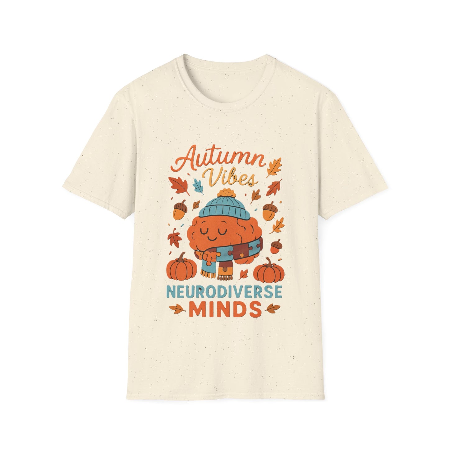 Autumn Vibes Neurodiverse Minds T-Shirt | Fall Brain Awareness Tee | Cozy Neurodivergent Aesthetic Shirt