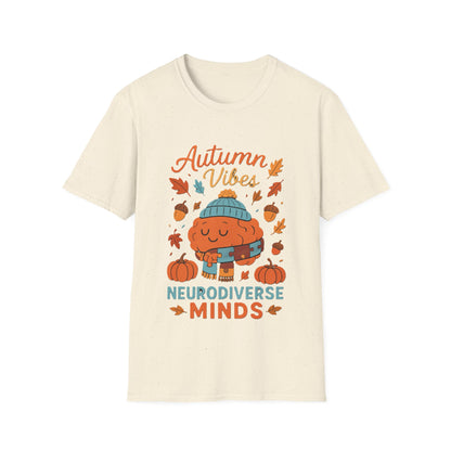 Autumn Vibes Neurodiverse Minds T-Shirt | Fall Brain Awareness Tee | Cozy Neurodivergent Aesthetic Shirt
