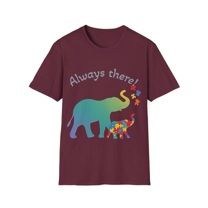 Always There Shirt – Supportive Elephant & Puzzle Pieces T-Shirt for Autism Awareness