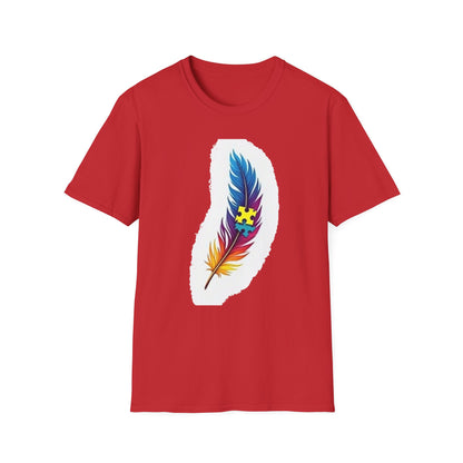 Autism Awareness Feather T-Shirt – Colorful Neurodiversity Puzzle Piece Tee