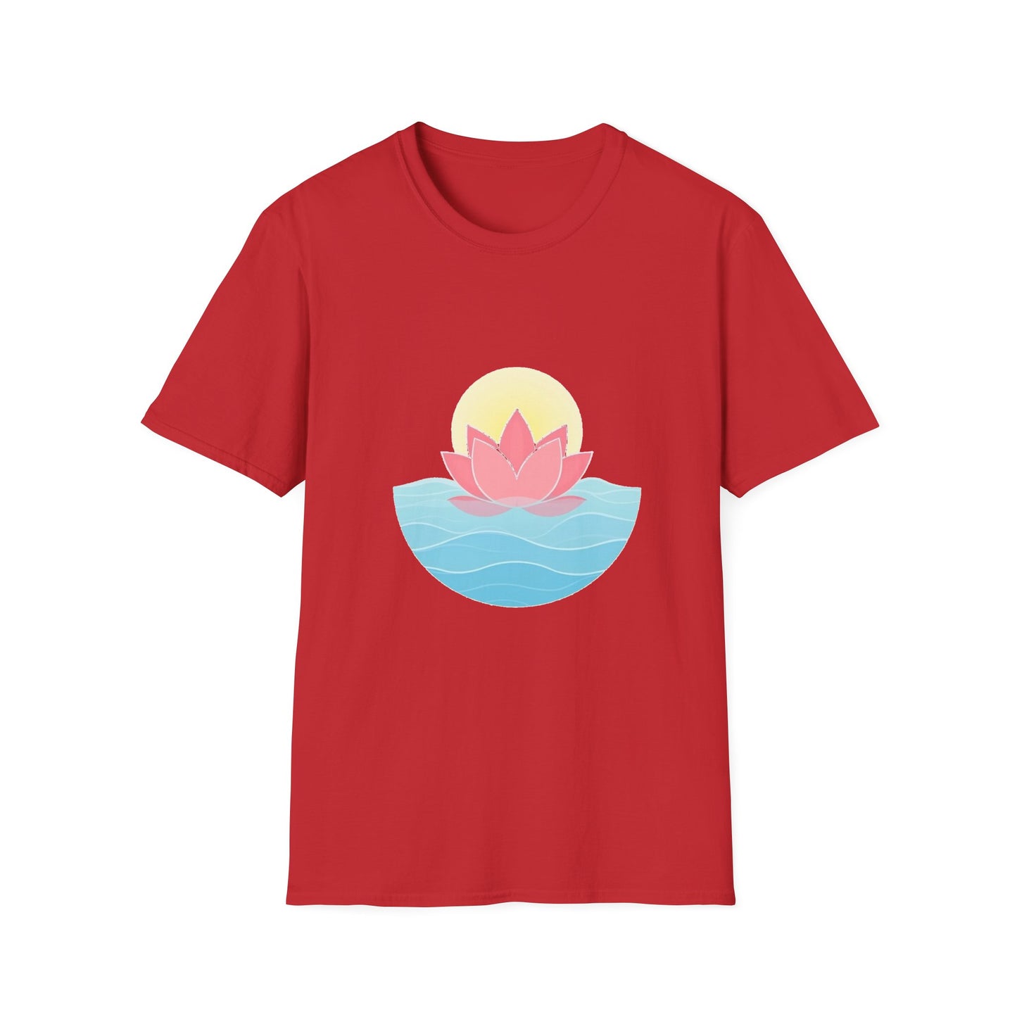 Lotus Flower T-Shirt – Tranquil Design with Water & Sun – Peace & Mindfulness Shirt