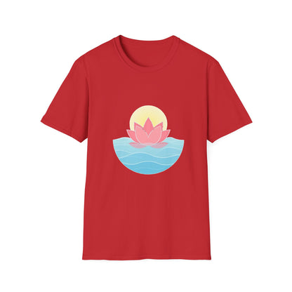 Lotus Flower T-Shirt – Tranquil Design with Water & Sun – Peace & Mindfulness Shirt