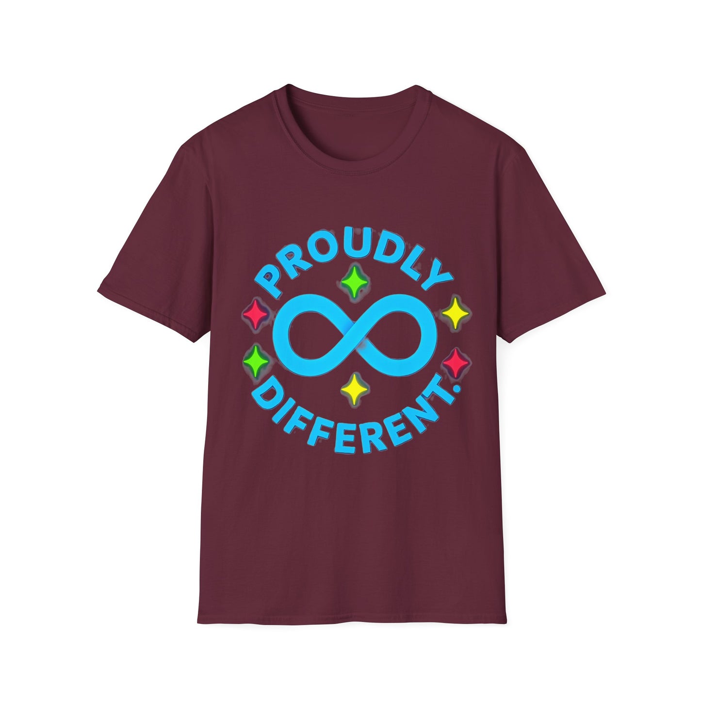 Proudly Different T-Shirt – Colorful Infinity Design for Empowerment