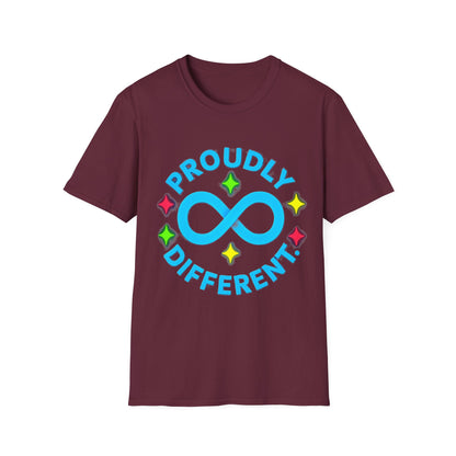 Proudly Different T-Shirt – Colorful Infinity Design for Empowerment