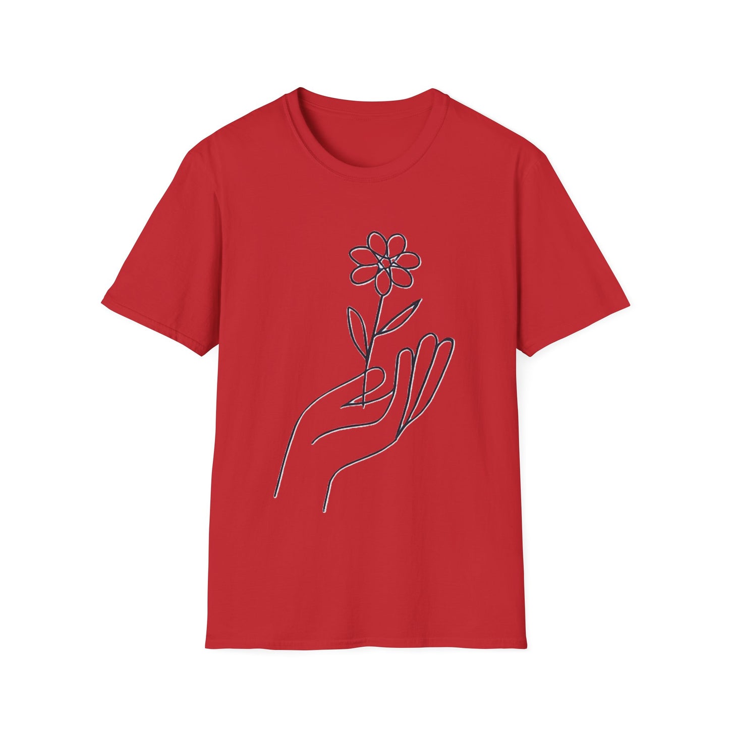 Gentle Care Flower Hand Line Art T-Shirt – Minimalist Kindness Tee  Alt title option: