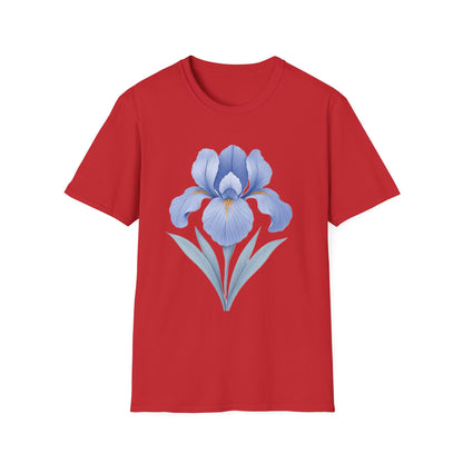 Blue Iris Flower Shirt – Minimal Botanical Floral Graphic T-Shirt
