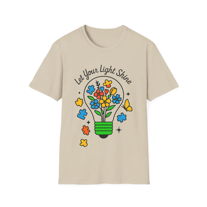 Let Your Light Shine Autism Acceptance T-Shirt – Inspirational Neurodiversity Tee