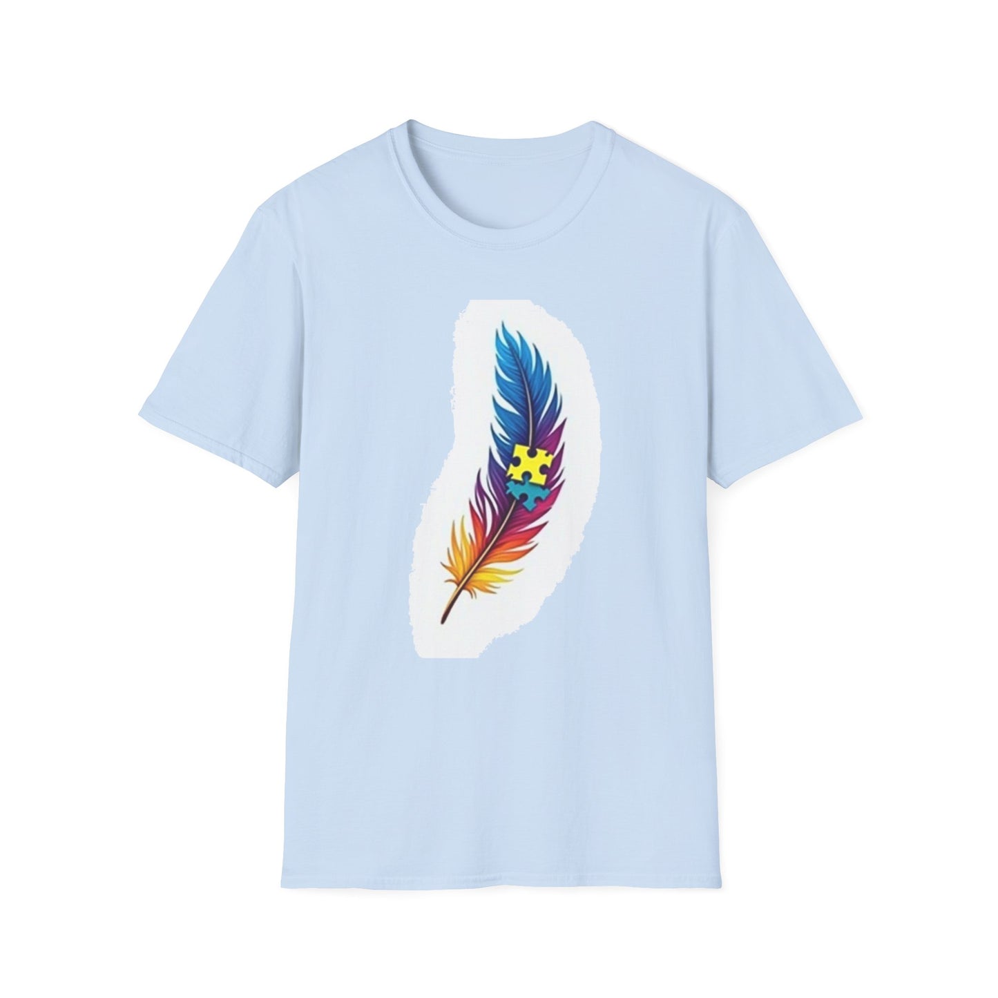 Autism Awareness Feather T-Shirt – Colorful Neurodiversity Puzzle Piece Tee