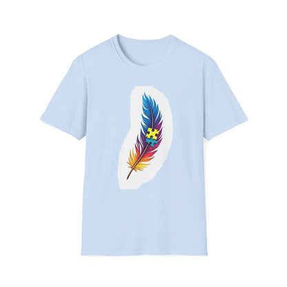 Autism Awareness Feather T-Shirt – Colorful Neurodiversity Puzzle Piece Tee