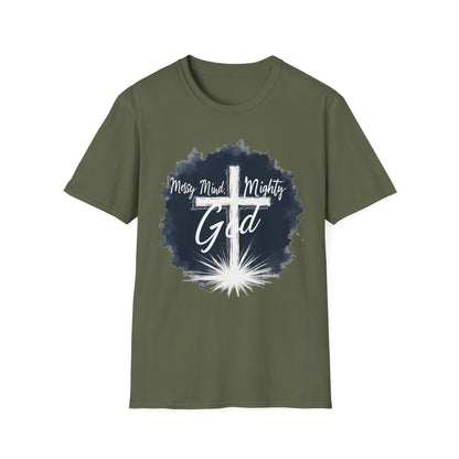 Messy Mind, Mighty God Shirt – Christian Faith T-Shirt with Cross & Empowering Message