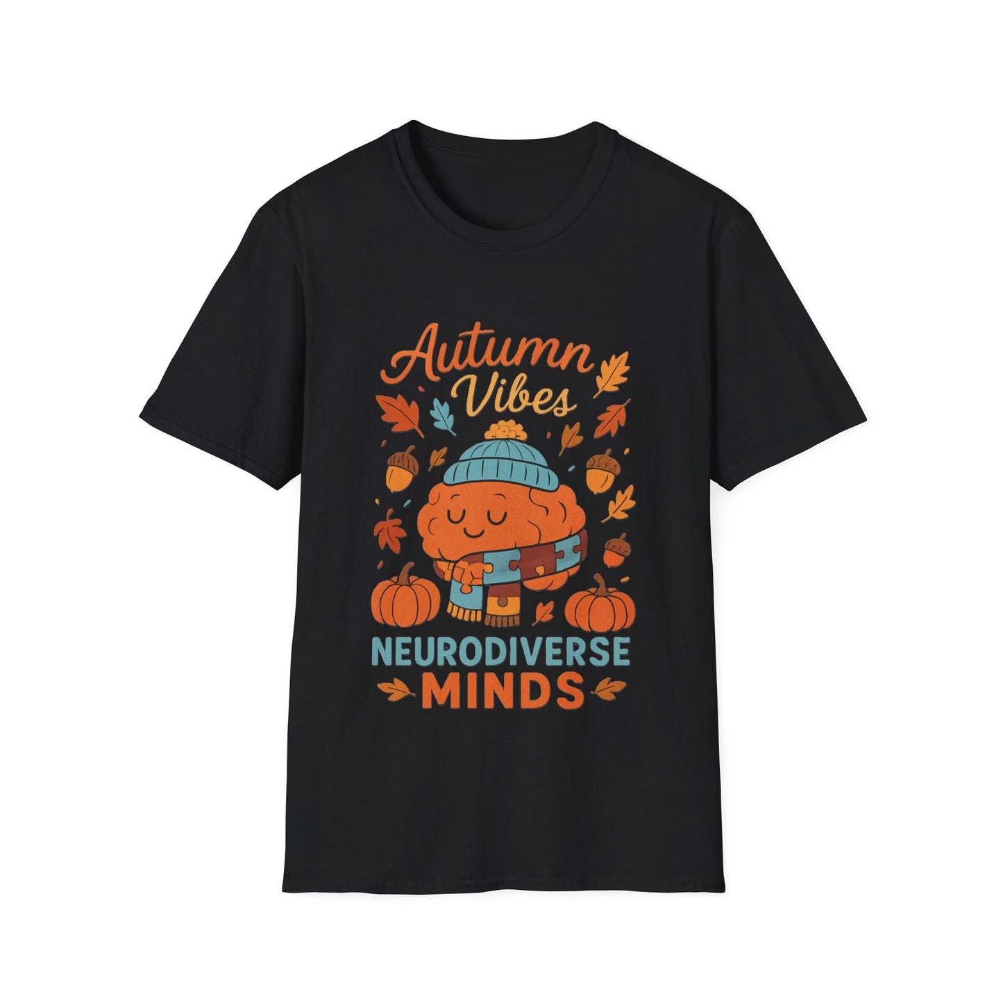 Autumn Vibes Neurodiverse Minds T-Shirt | Fall Brain Awareness Tee | Cozy Neurodivergent Aesthetic Shirt