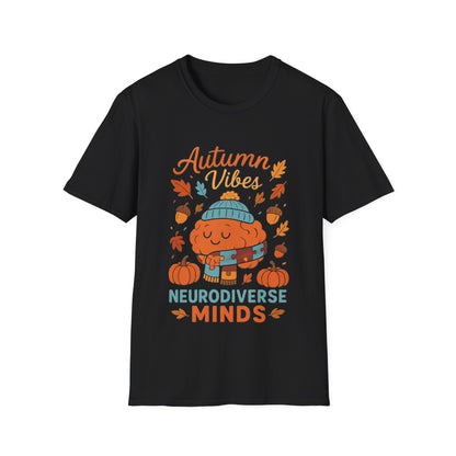 Autumn Vibes Neurodiverse Minds T-Shirt | Fall Brain Awareness Tee | Cozy Neurodivergent Aesthetic Shirt