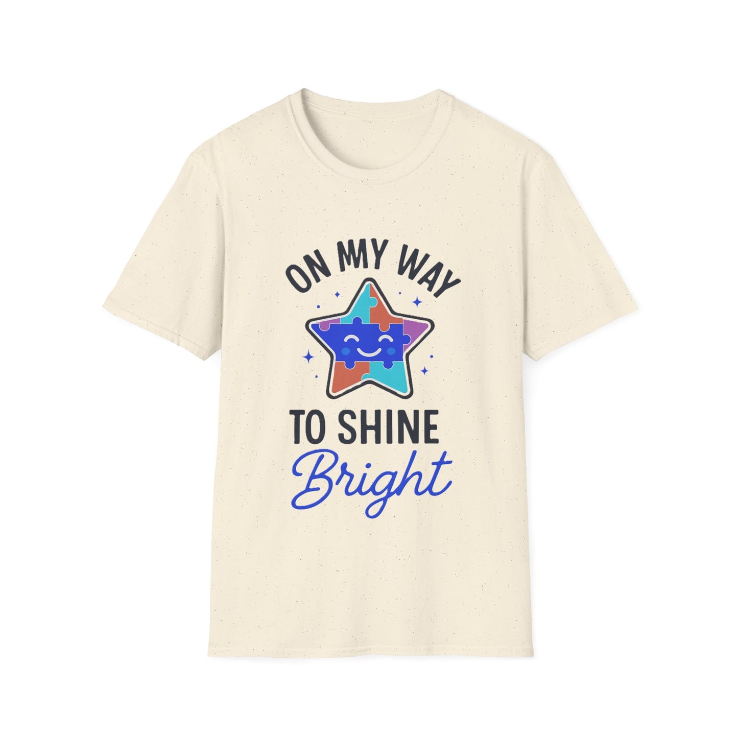 On My Way to Shine Bright Shirt – Autism Pride T-Shirt with Colorful Puzzle Star Design