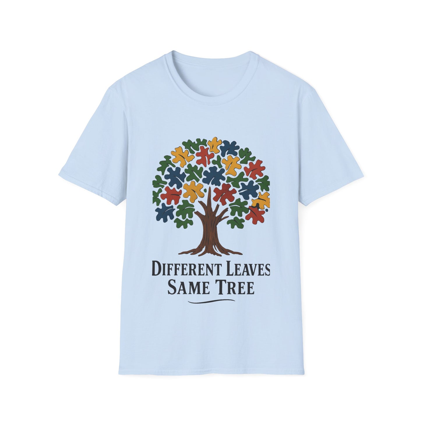 Puzzle Piece Tree T-Shirt | Autism Awareness Inclusion Tee | Different Leaves Same Tree Neurodiversity Shirt