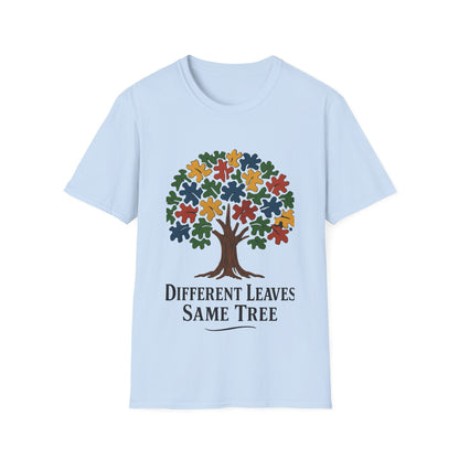 Puzzle Piece Tree T-Shirt | Autism Awareness Inclusion Tee | Different Leaves Same Tree Neurodiversity Shirt