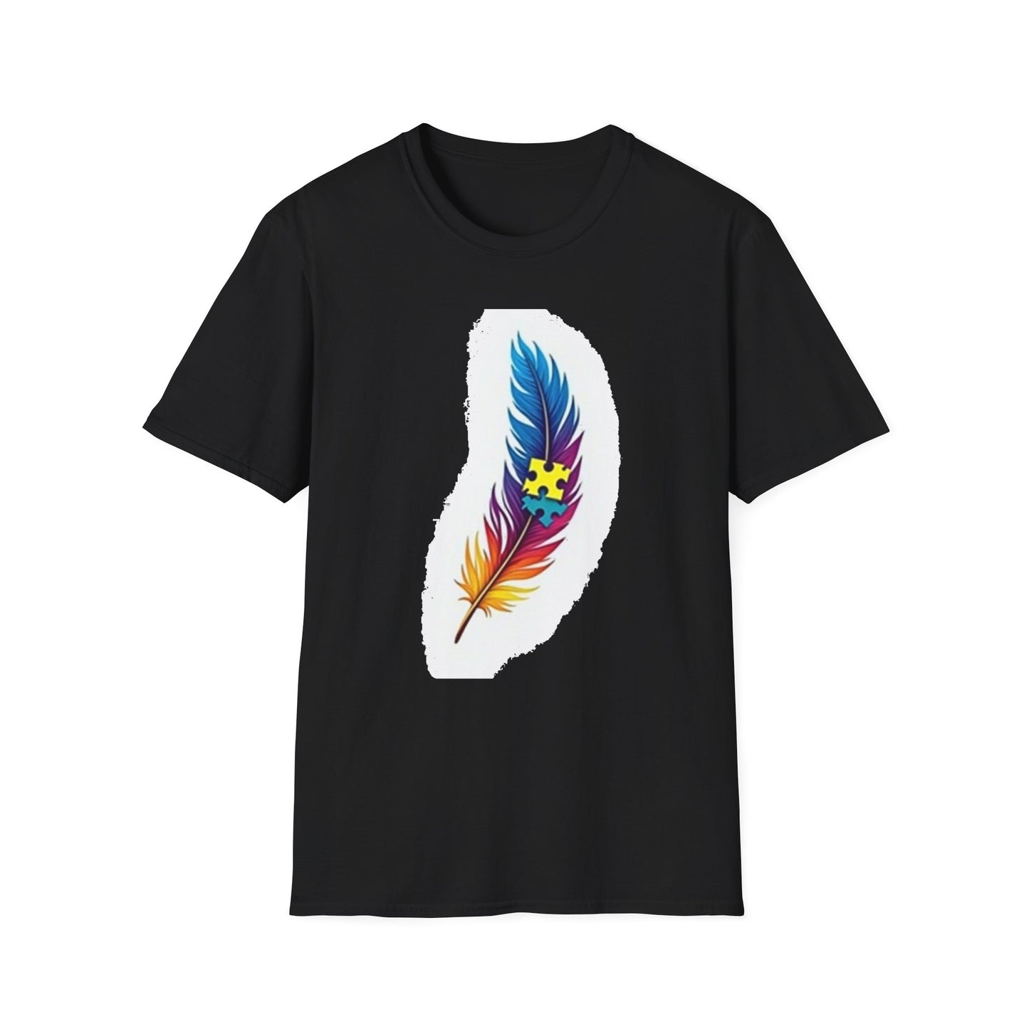 Autism Awareness Feather T-Shirt – Colorful Neurodiversity Puzzle Piece Tee