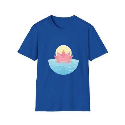 Lotus Flower T-Shirt – Tranquil Design with Water & Sun – Peace & Mindfulness Shirt