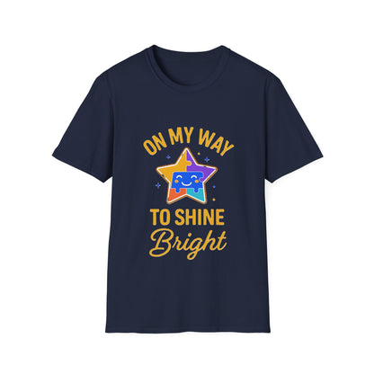 On My Way to Shine Bright Shirt – Autism Pride T-Shirt with Colorful Puzzle Star Design