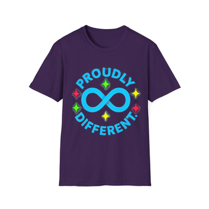 Proudly Different T-Shirt – Colorful Infinity Design for Empowerment