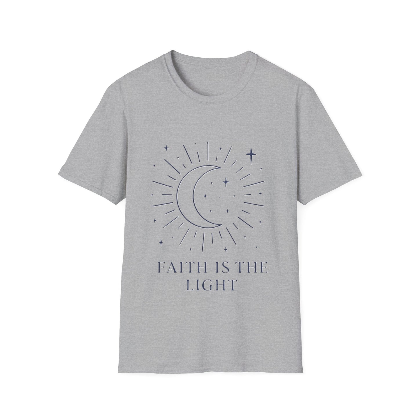 Faith Is the Light Christian T-Shirt – Minimalist Moon Faith Inspirational Shirt
