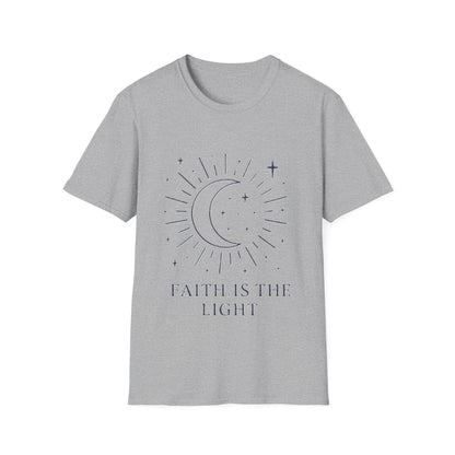 Faith Is the Light Christian T-Shirt – Minimalist Moon Faith Inspirational Shirt
