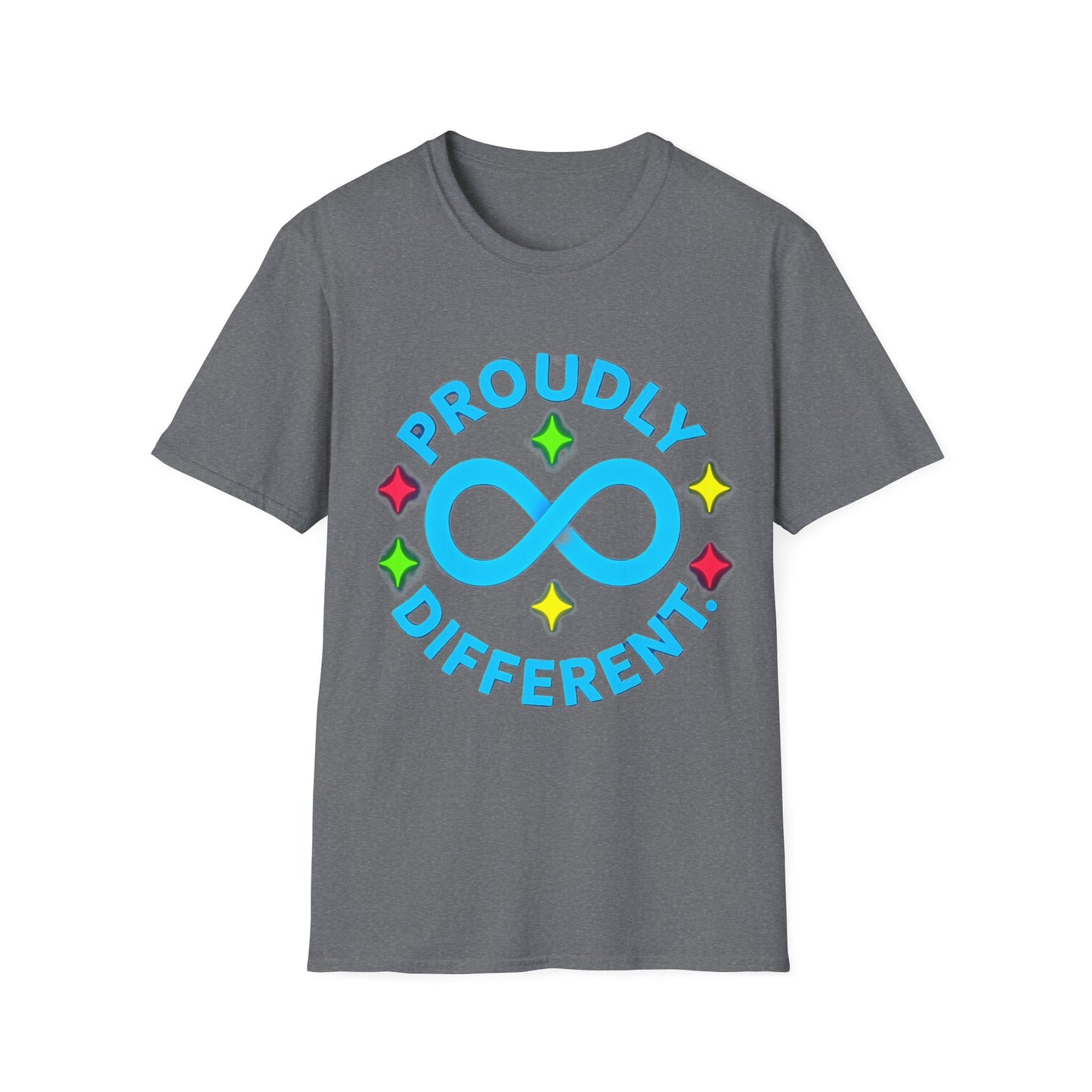 Proudly Different T-Shirt – Colorful Infinity Design for Empowerment