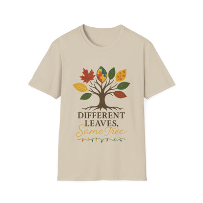 Different Leaves Same Tree T-Shirt | Autism Awareness Inclusion Tee | Neurodiversity Support Tree Graphic Shirt