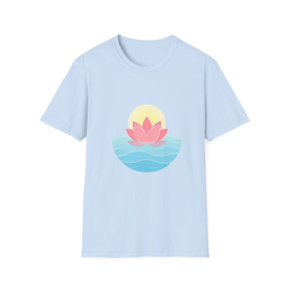 Lotus Flower T-Shirt – Tranquil Design with Water & Sun – Peace & Mindfulness Shirt