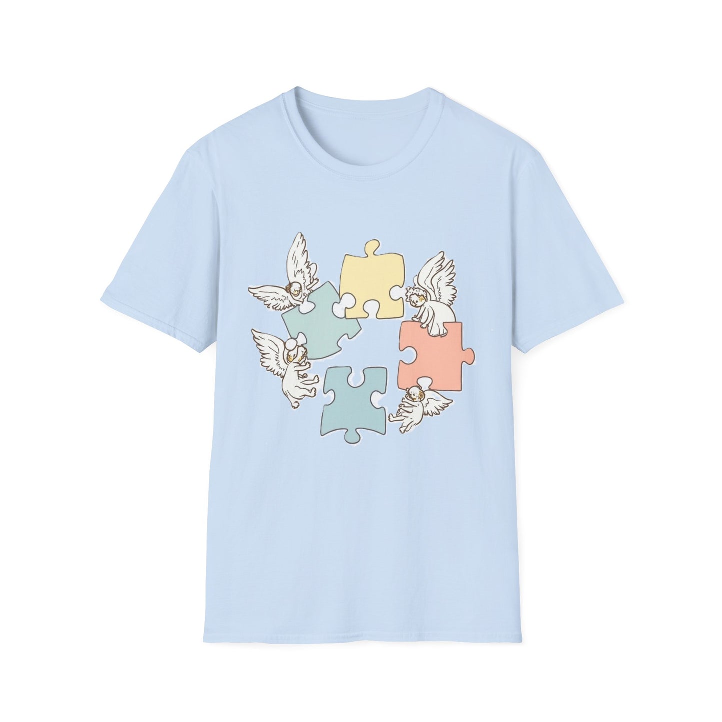 Guardian Angel Autism Awareness T-Shirt | Pastel Puzzle Piece Graphic Tee | Neurodiversity Support Gift for Parents