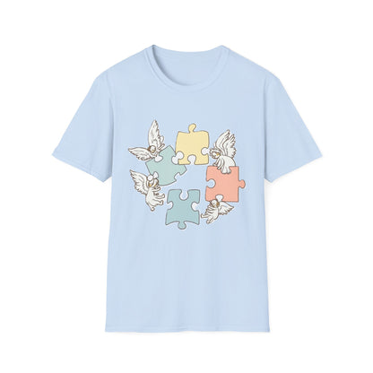 Guardian Angel Autism Awareness T-Shirt | Pastel Puzzle Piece Graphic Tee | Neurodiversity Support Gift for Parents