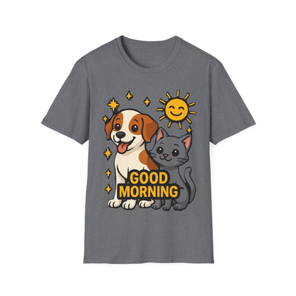 Good Morning Dog and Cat T-Shirt – Cute Pet Lovers Tee