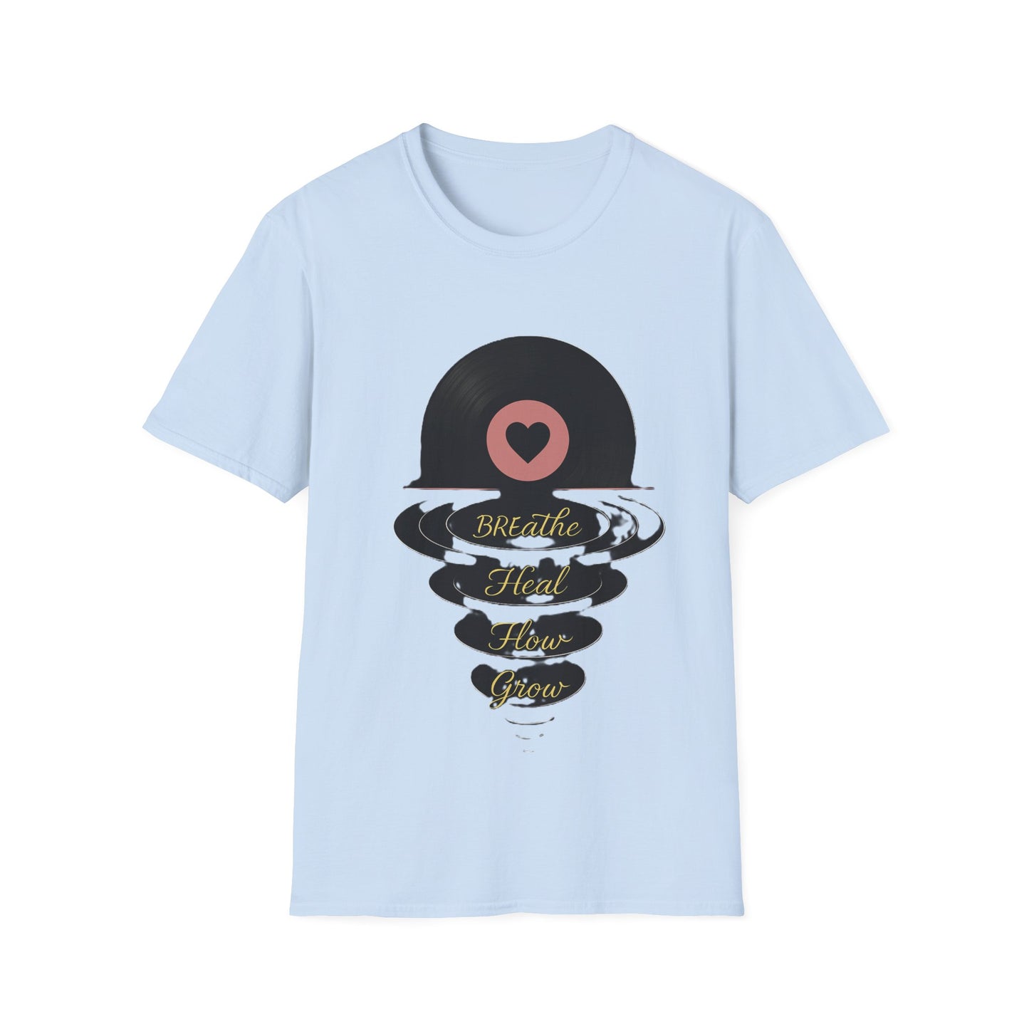 Breathe, Heal, How, Glow Shirt – Vinyl Record Design for Music and Healing Lovers