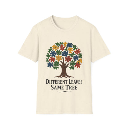 Puzzle Piece Tree T-Shirt | Autism Awareness Inclusion Tee | Different Leaves Same Tree Neurodiversity Shirt