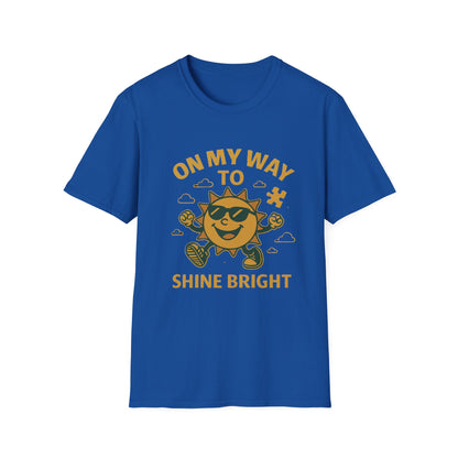 On My Way to Shine Bright Autism Awareness T-Shirt – Motivational Puzzle Piece Design for Neurodiversity and Inclusion