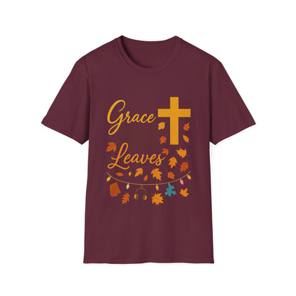 Grace Falls Like Leaves Christian Shirt – Fall Faith Cross T-Shirt