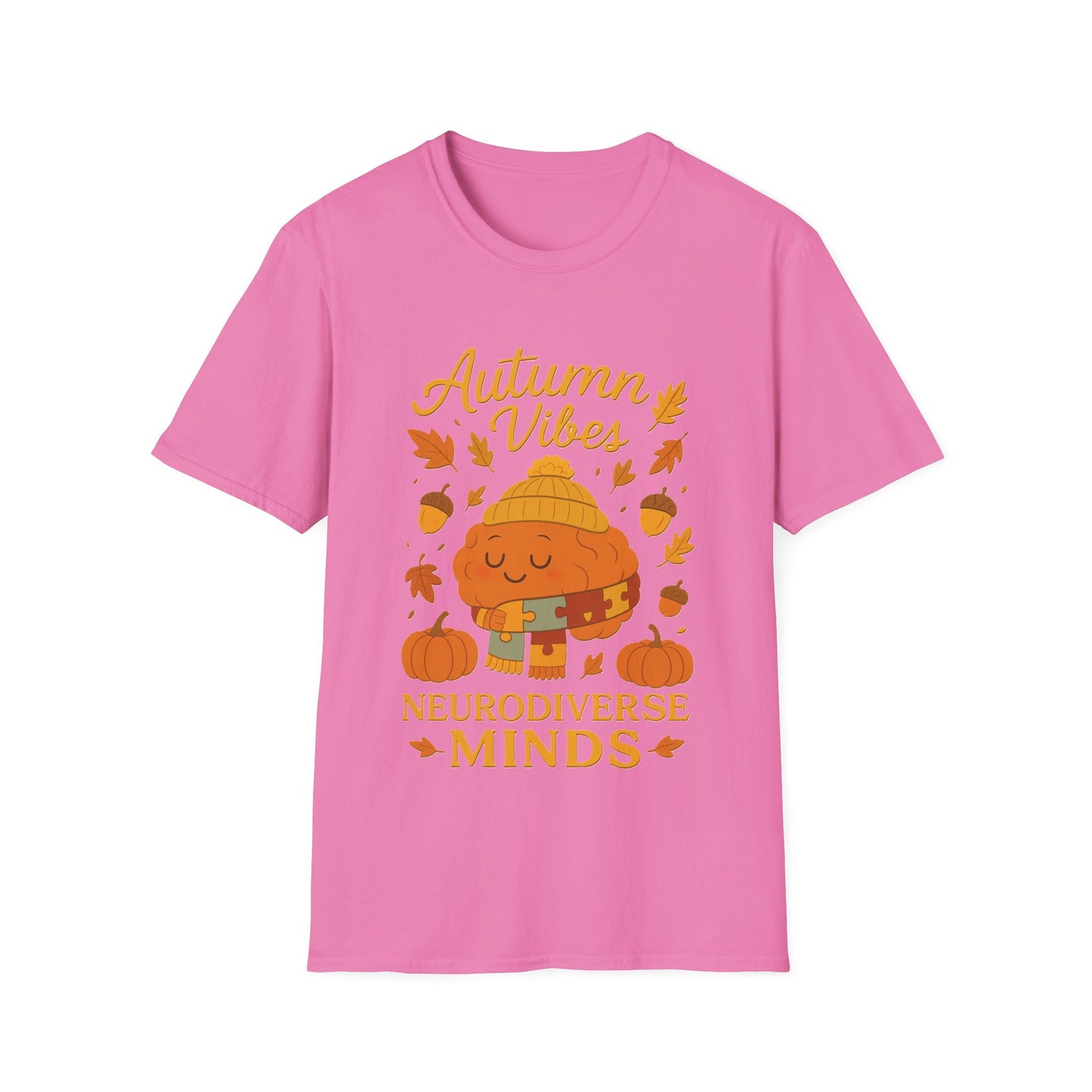 Autumn Vibes Neurodiverse Minds T-Shirt | Fall Brain Awareness Tee | Cozy Neurodivergent Aesthetic Shirt