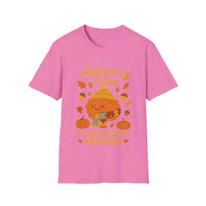 Autumn Vibes Neurodiverse Minds T-Shirt | Fall Brain Awareness Tee | Cozy Neurodivergent Aesthetic Shirt