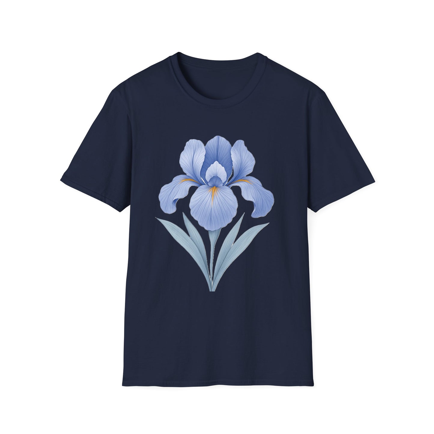 Blue Iris Flower Shirt – Minimal Botanical Floral Graphic T-Shirt